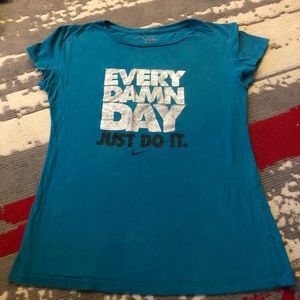Just Do It Nike T shirt Teal with glitter
